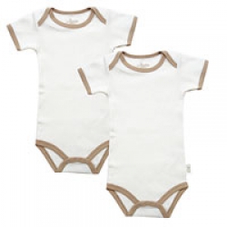 Tadpoles Bodysuits, Short Sleeved Organic Cotton, Cocoa Trim 0-3mo