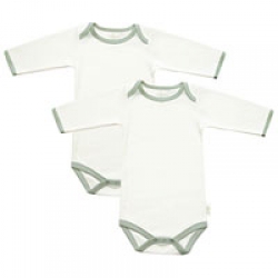 Tadpoles Bodysuits, Long Sleeved Organic Cotton, Sage Trim 0-3mo