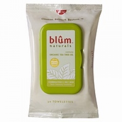 Blum Naturals Daily Combination/Oily Towelettes, Organic Tea Tree Oil