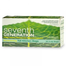 Seventh Generation Drawstring Tall Kitchen Bags, 13 Gallon 2-ply