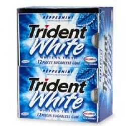 Trident White Sugarless Gum 12-Pack Carton, Peppermint