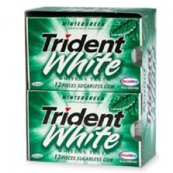 Trident White Sugarless Gum 12-Pack Carton, Wintergreen