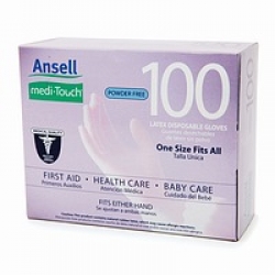 Ansell Medi-Touch Powder Free Latex Disposable Gloves, Medium