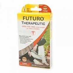 FUTURO Therapeutic Support Open Toe/Heel, Knee High, Firm Compression, Beige, M