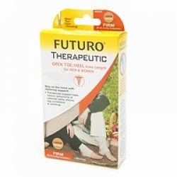 FUTURO Therapeutic Support Open Toe/Heel, Knee High, Firm Compression, Beige, L