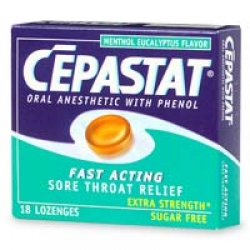 Cepastat Sugar Free Oral Anesthetic Lozenges with Phenol, Menthol Eucalyptus Flavor