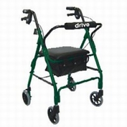 Drive Medical Rollator,4 Whl Alum Pad Seat, Pouch, Lever Brake Blue