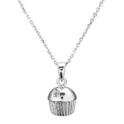 Emitations Baker's Single Stone Cupcake Necklace, Sterling Silver
