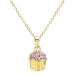 Emitations Baker's CZ Cupcake Necklace, Pink