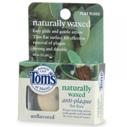 Tom's of Maine Naturally Waxed Anti-Plaque Flat Floss, Unflavored