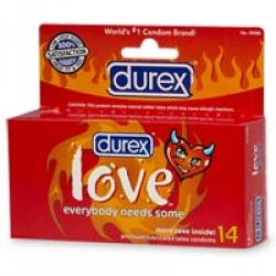 Durex Lubricated Latex Condoms, Love Premium