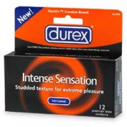 Durex Lubricated Latex Condoms, Intense Sensation
